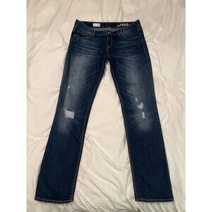 Gap Jeans 1969 Real Straight Distressed Women’s R 29 Dark Blue Denim